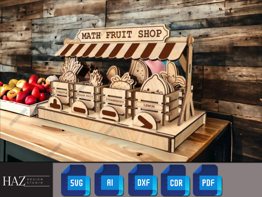 Educational Wooden Fruit Shop for Kids - Fun Math Games & Activities Laser Cut Files SVG, DXF 231