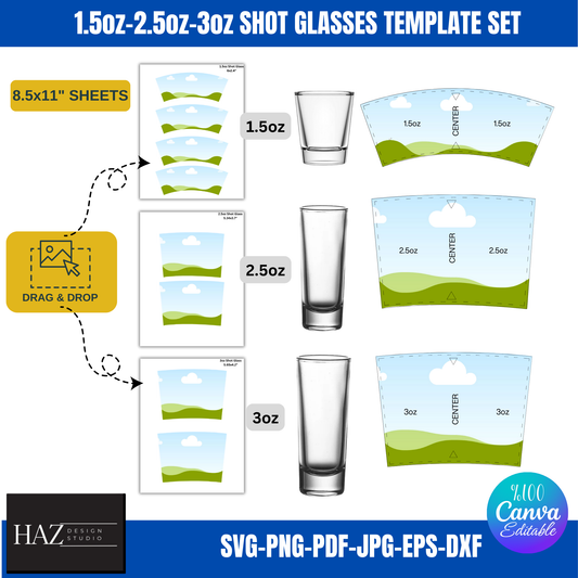 Versatile Shot Glass Template Pack - Create Unique Designs for All Sizes 353