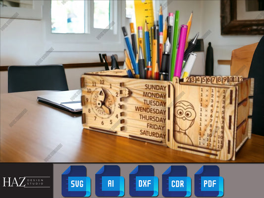 Educational Wooden Kids Pencil Holder & Multiplication Table - Laser Cut Files SVG, DXF 232