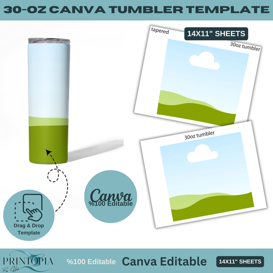 30oz Canva Tumbler Template - Editable 14x11” Wrap Design, Perfect for Sublimation and Custom Designs 144