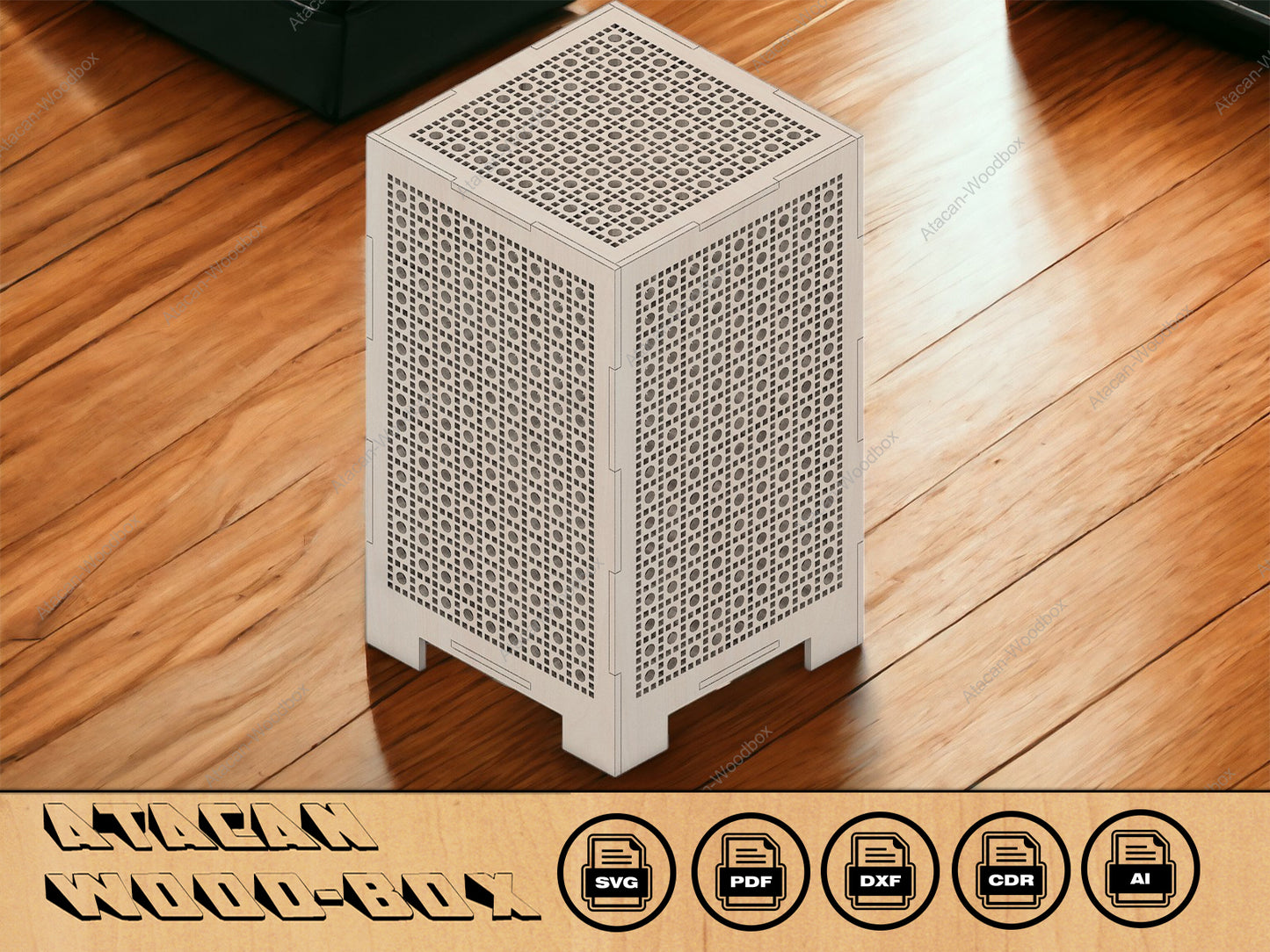 Light Box Laser cut Files / Lamp With Rattan Cane Pattern / Cnc Laser SVG DXF files 233