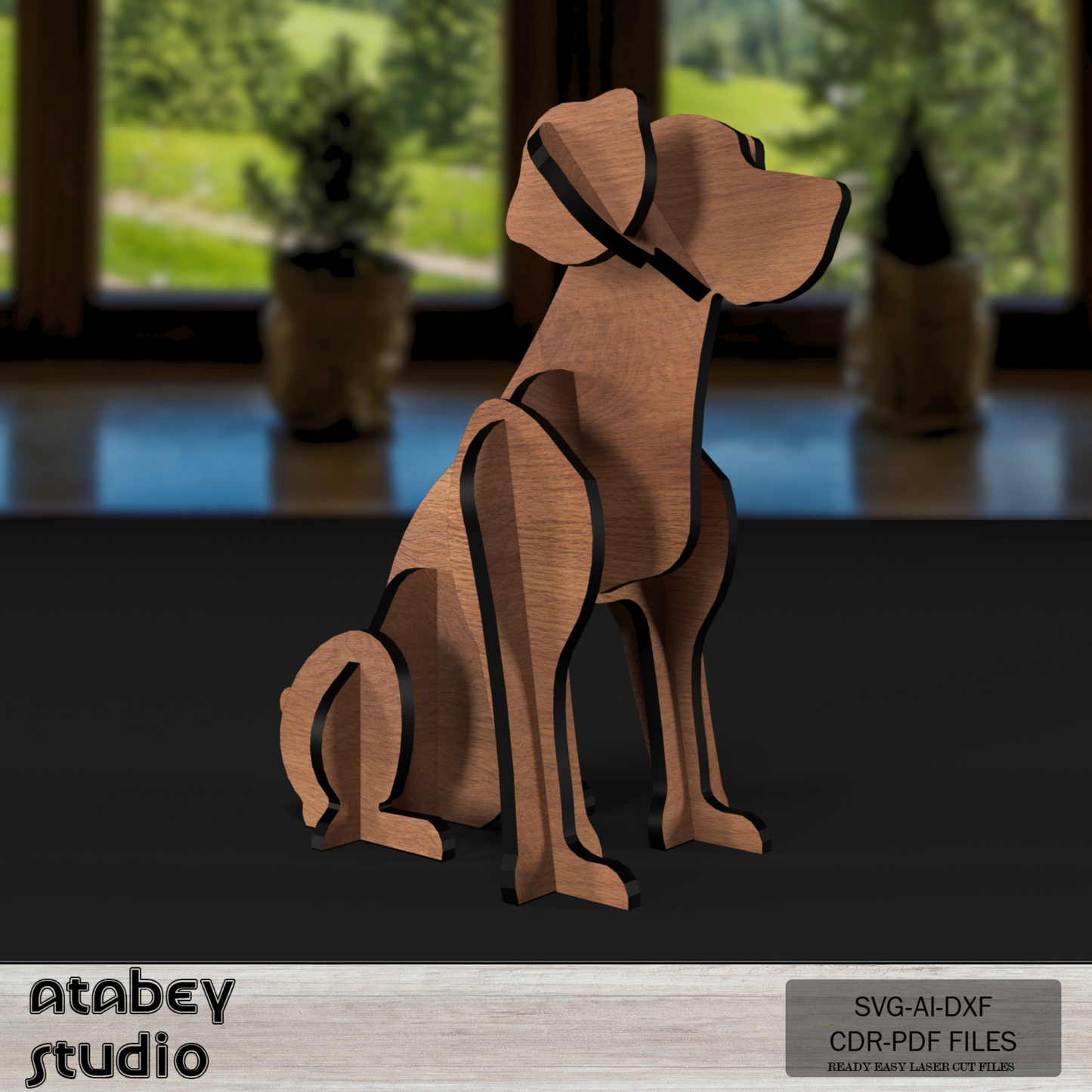 Wooden Sitting Dogs 3D Puzzle - Cute Pet Model in Multiple Sizes - 4 Sizes Charming Acrylic Pet Design 792