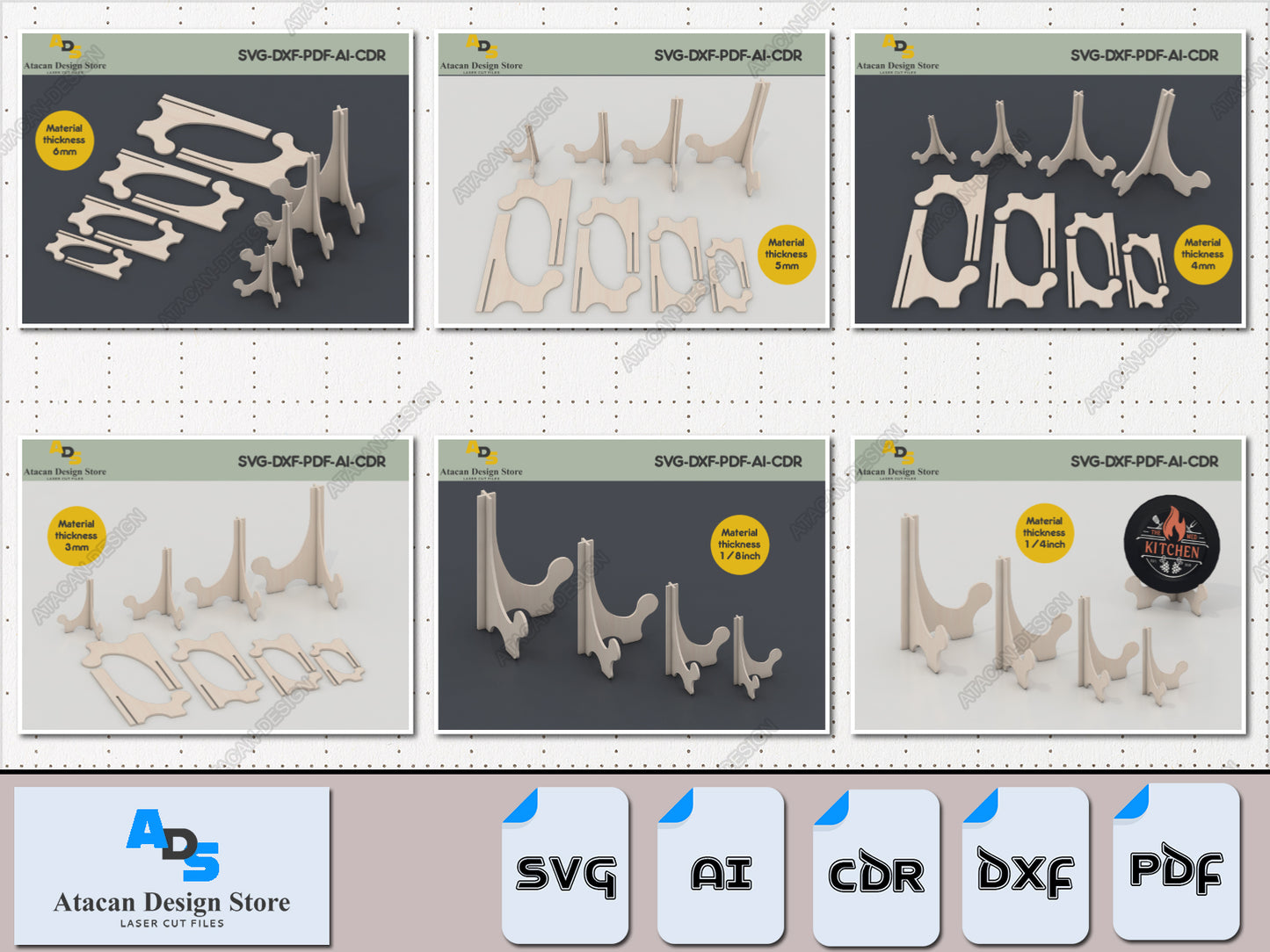 Versatile Easel Stand Laser Cut Files Bundle for DIY Projects - Svg, Dxf, Pdf, Ai, Cdr Formats 394