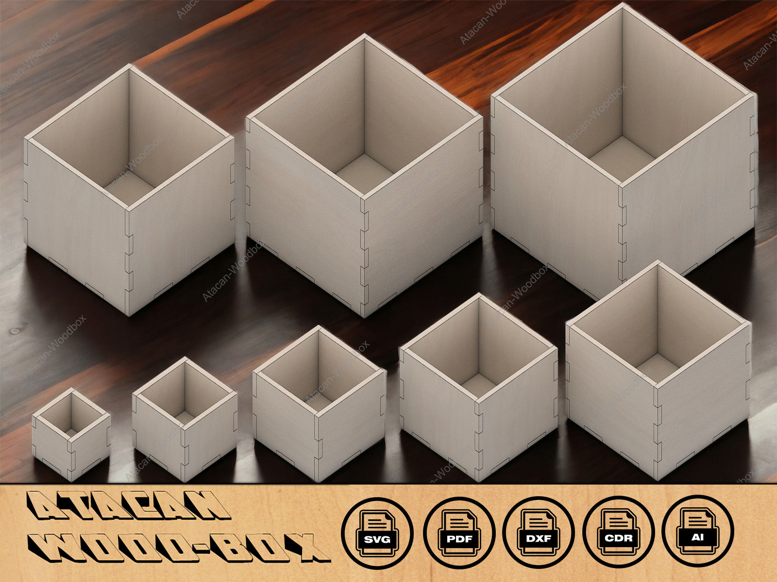 6mm Box Set / Laser cutting Files SVG DXF CDR Ai 051 – atacandesignstore