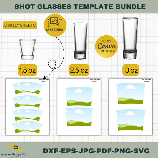 Editable Shot Glass Wraps | Canva Ready Templates for Unique Party Favors 740