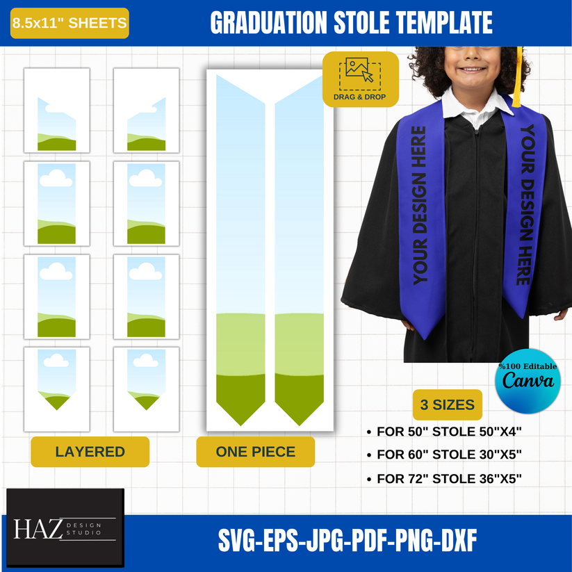 Graduation Stole Design Template | DIY Editable in Canva | Perfect for ...