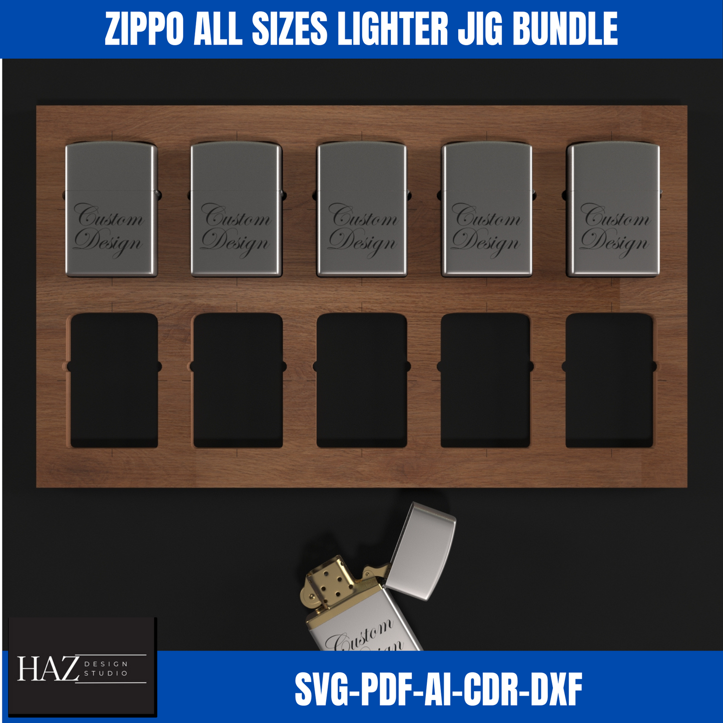 Zippo Lighter Jig Template Bundle - Multiple Sizes for Laser Cutting Machines 367