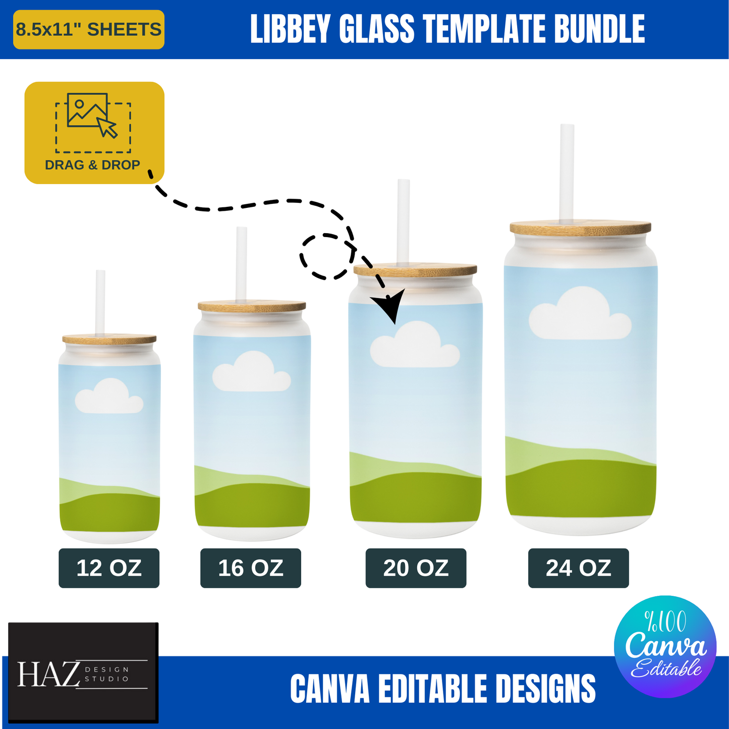 Customizable Libbey Glass Wraps 12-24oz | Ideal for DIY Projects | Canva Compatible 352