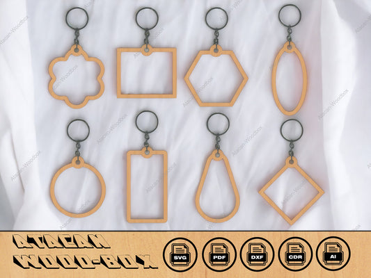 Keychain Cutting Templates, Keychain SVG files, Glowforge Cut Files 246