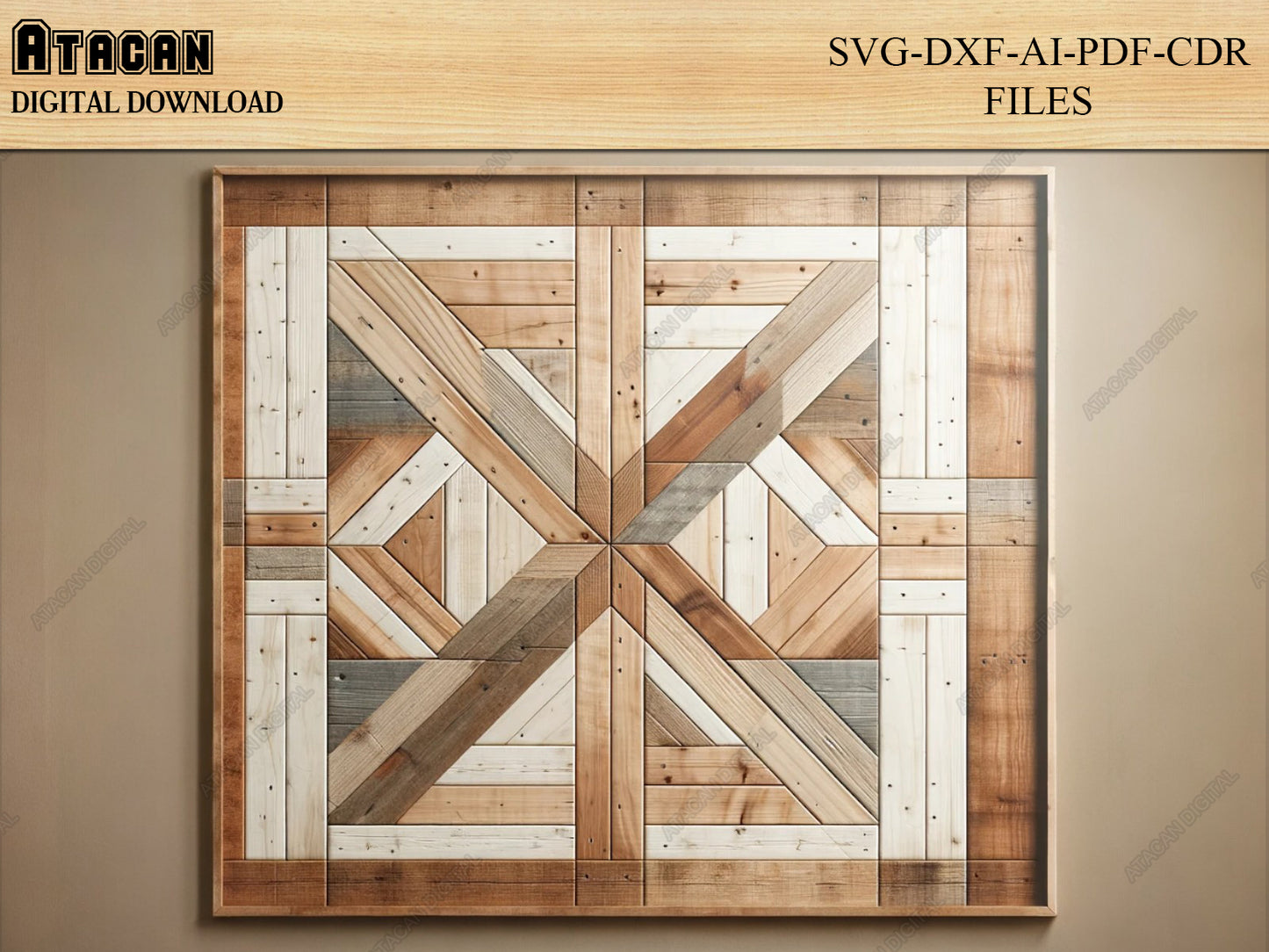 Signature Collection of Barn Quilt Patterns - Elegant Woodworking Laser Cut Files for Crafters 423