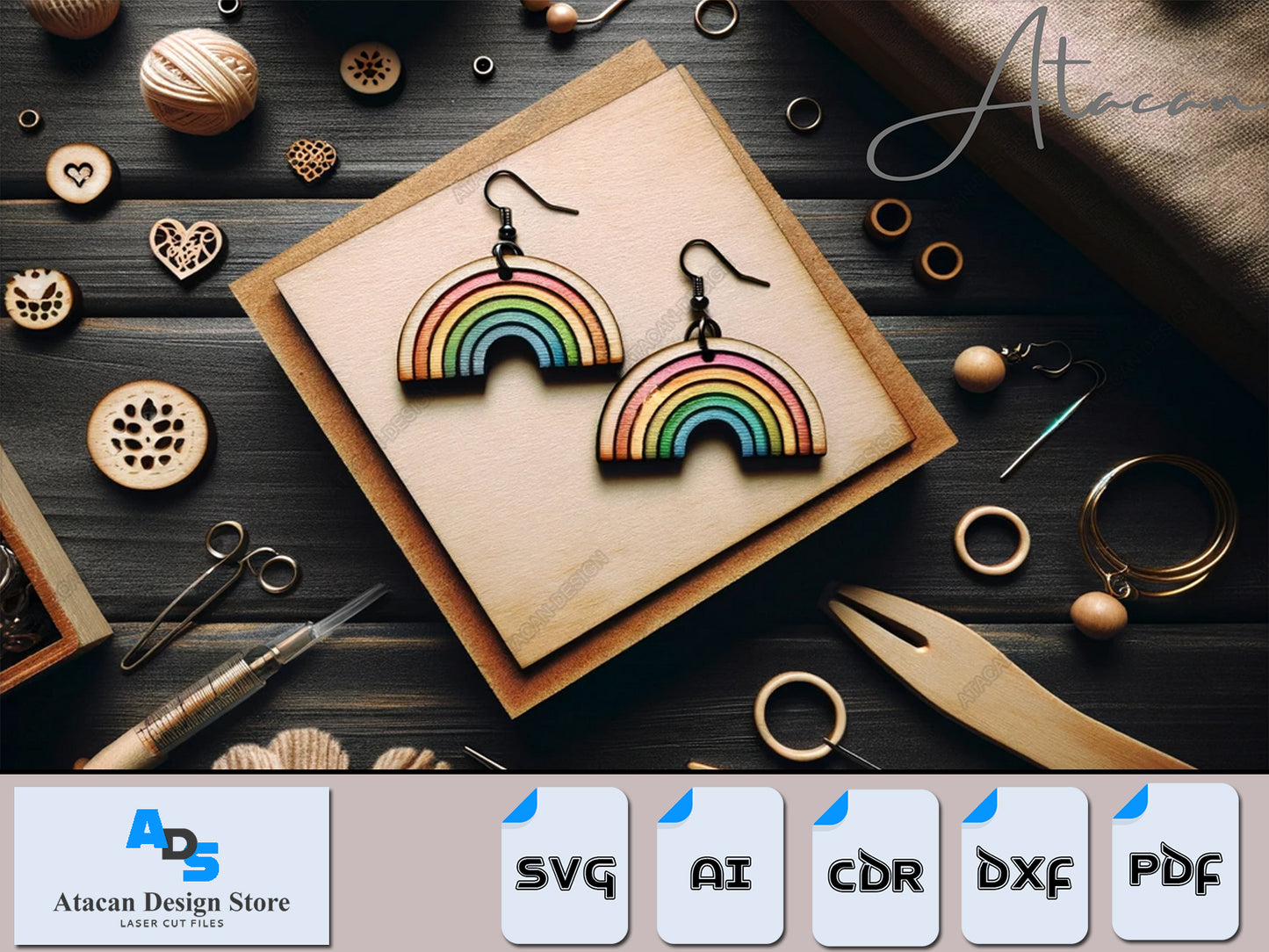 Radiant Rainbow Laser-Cut Earring Blueprints - Instant Download for Makers 383