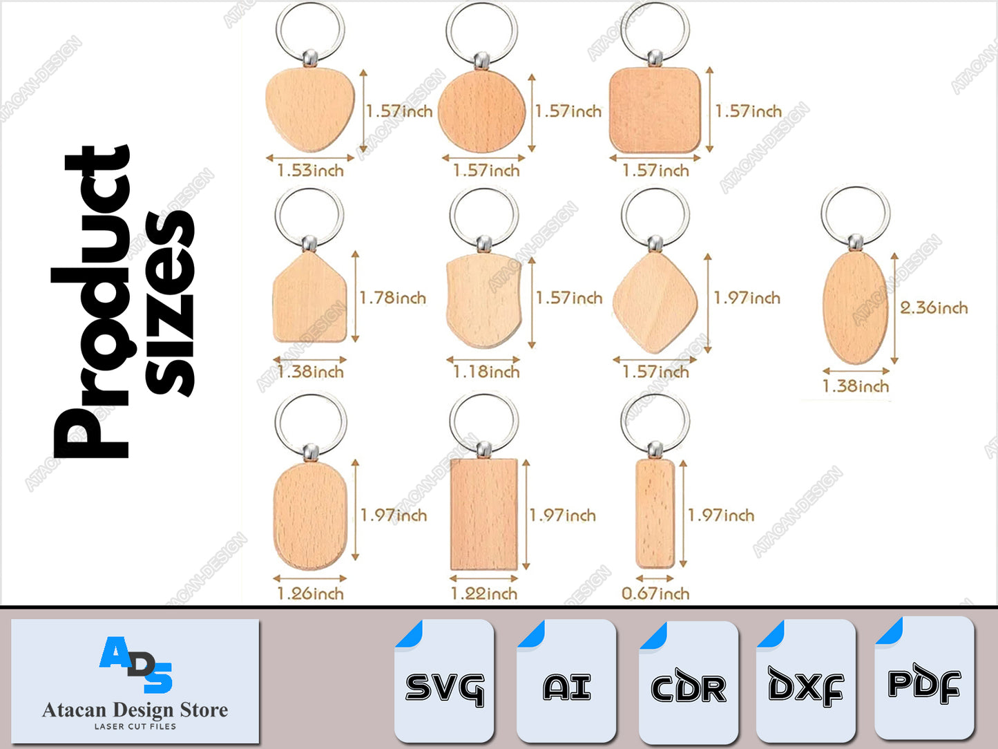 Variety Pack of Wooden Keychain Blanks for Customization - Laser-Cut Keyring Set for DIY Crafts and Personalization 391