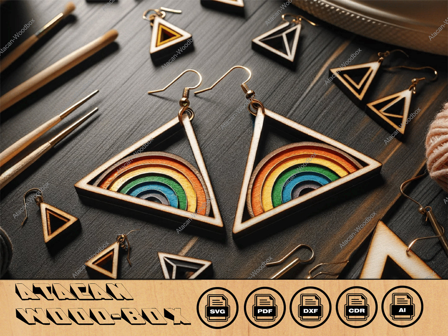 Colorful Rainbow Earring Laser Cut Files - DIY Jewelry Making Digital Designs 411