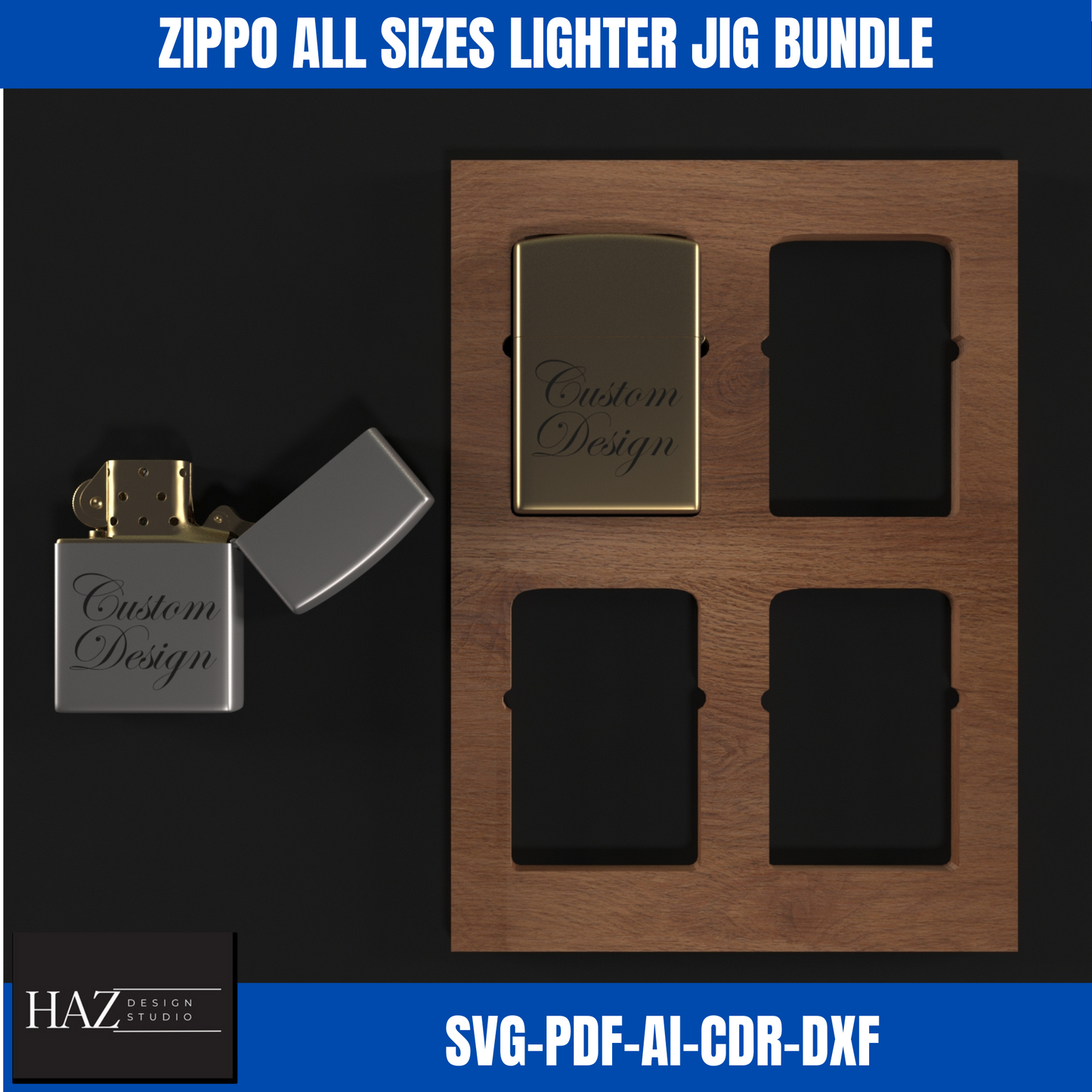 Complete Zippo Lighter Jig Bundle for Laser Cutting – 3 Versatile Sizes 368