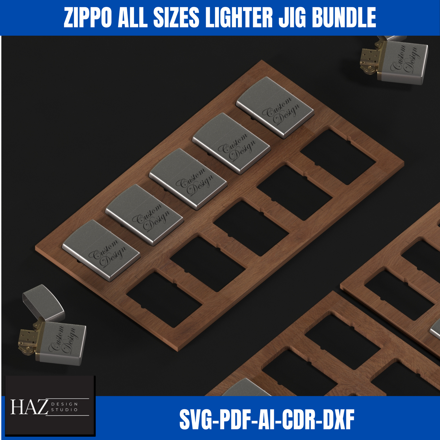 Zippo Lighter Jig Template Bundle - Multiple Sizes for Laser Cutting Machines 367