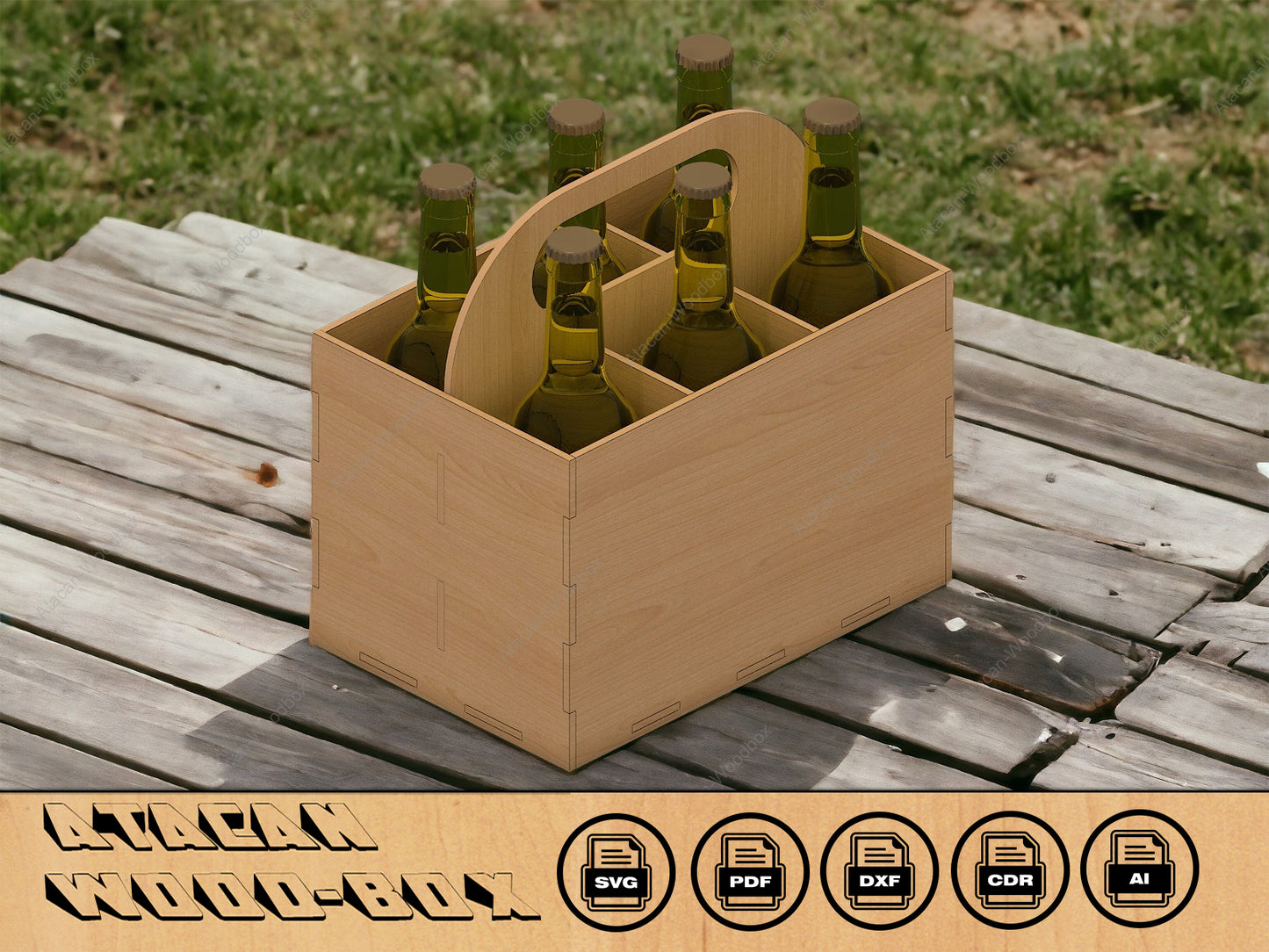 Beer Box Laser cut SVG Files - Wooden Soda Beer Crate Carrier Holder - Glowforge Laser cut Plan 113