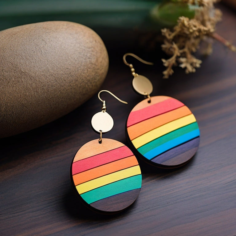 Rainbow Laser Cut Earring Templates - Eco-Friendly Wooden Jewelry Patterns 250