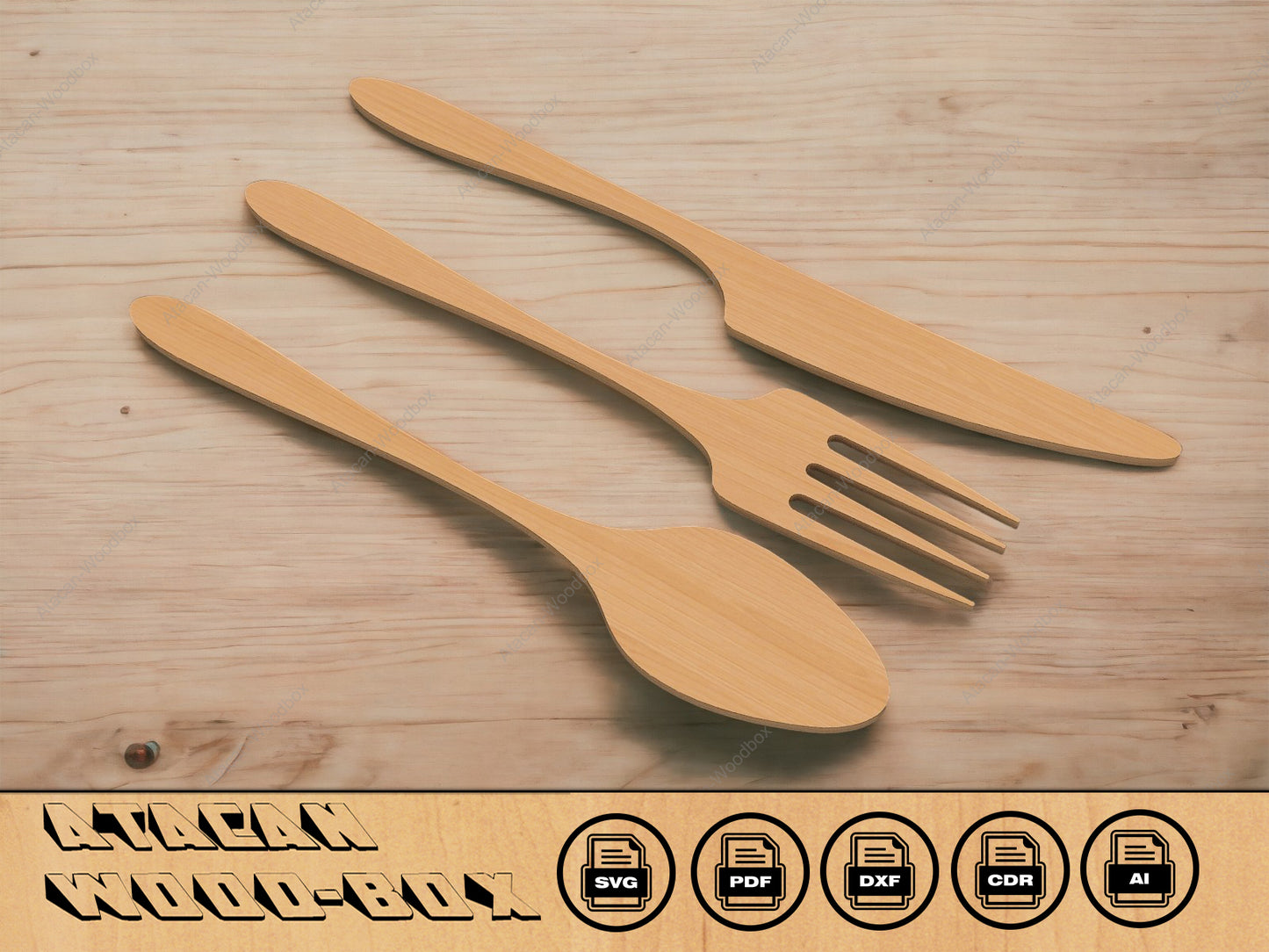 Flatware Fork Knife Spoon Laser cutting template / Laser SVG files / Glowforge Laser cut files 127