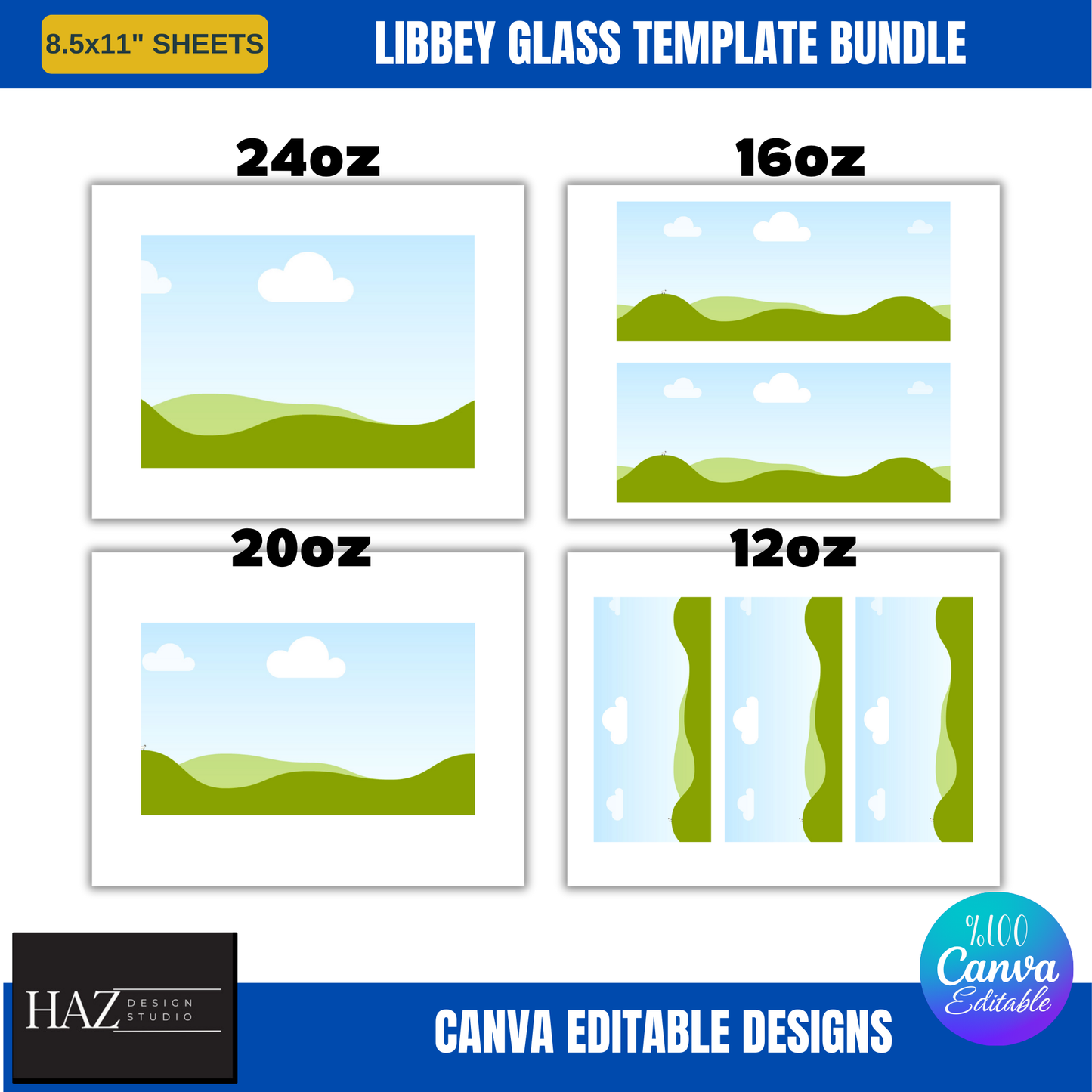 Customizable Libbey Glass Wraps 12-24oz | Ideal for DIY Projects | Canva Compatible 352