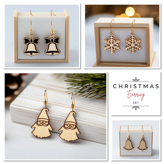 Christmas Earring Template Bundle - Laser Cut Ready Bells, Snowflakes, Santa, and More 710