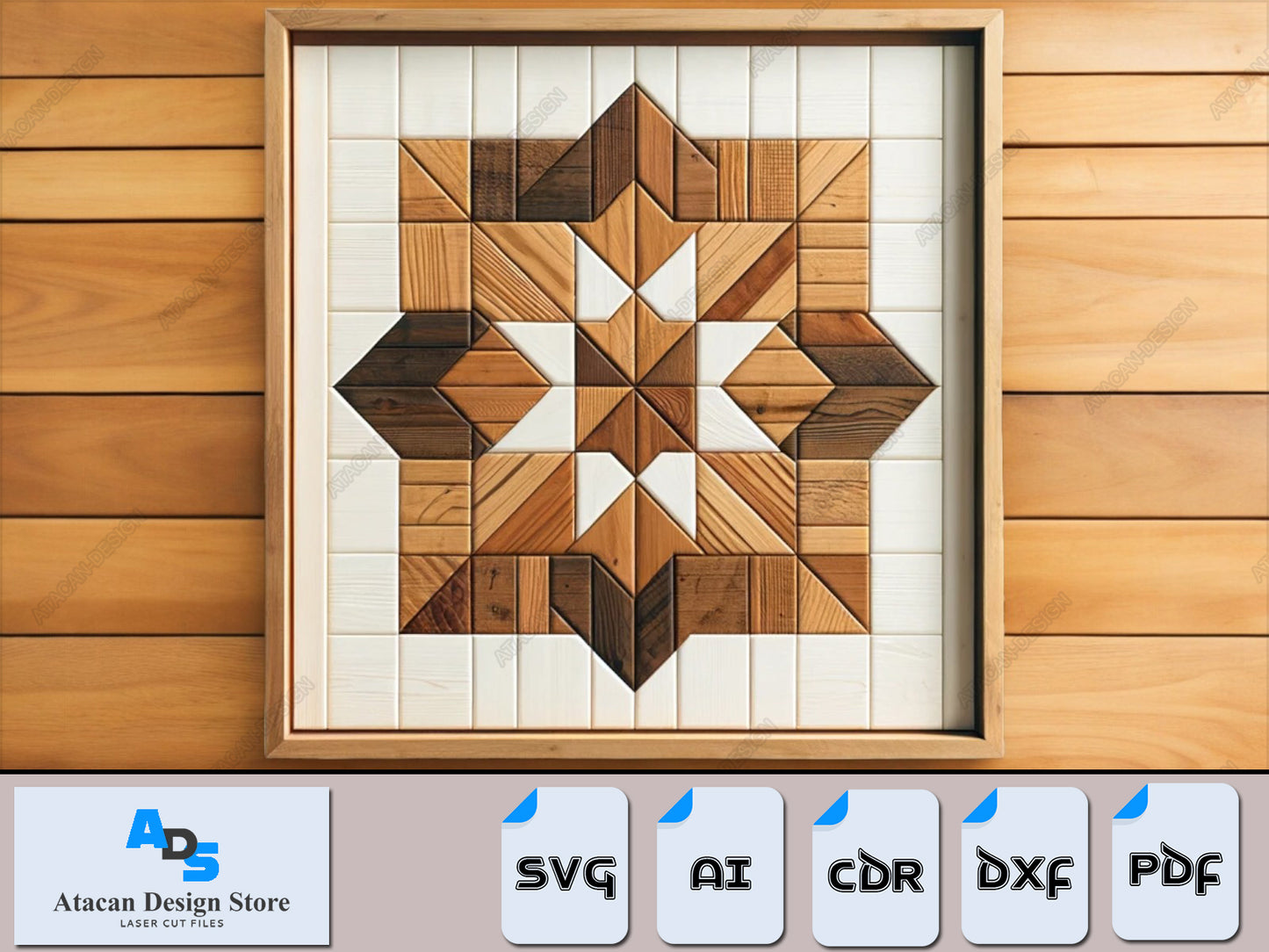 Heritage Woodwork Barn Quilt Pattern Collection - Multi-Format Quilt Block Laser Files 404