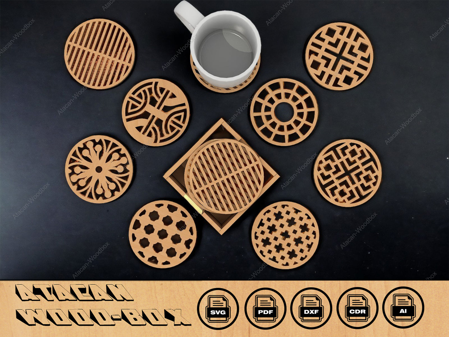 Round Abstract Laser Cut File/ SVG, Ai, CDR, PDF/Digital Download/Wall Art/Coasters 088