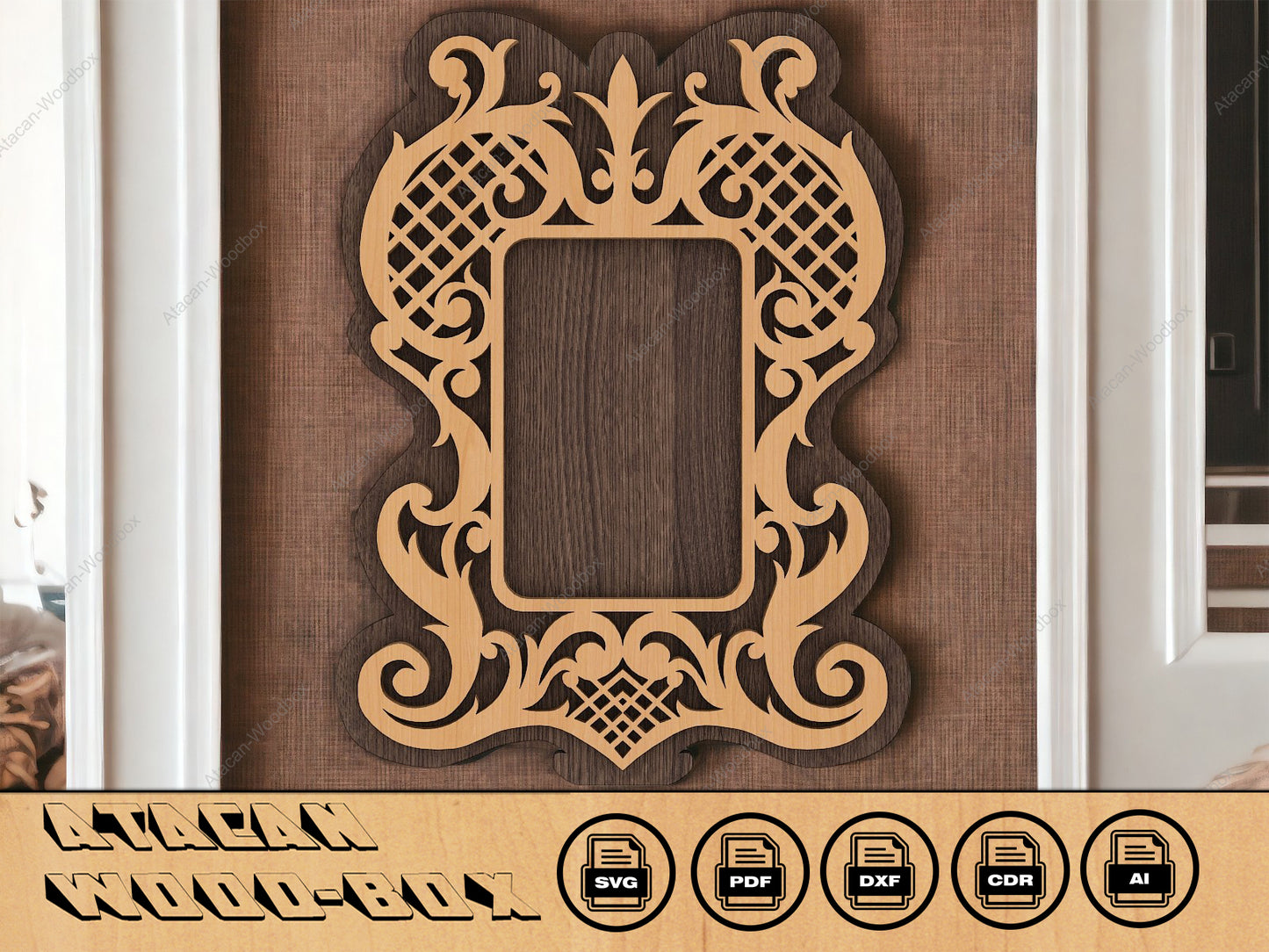 Decorative Mirror Frame SVG Cut File, Glowforge Frame SVG, Glowforge Laser Cut svg, Laser Cut wood picture frame 140