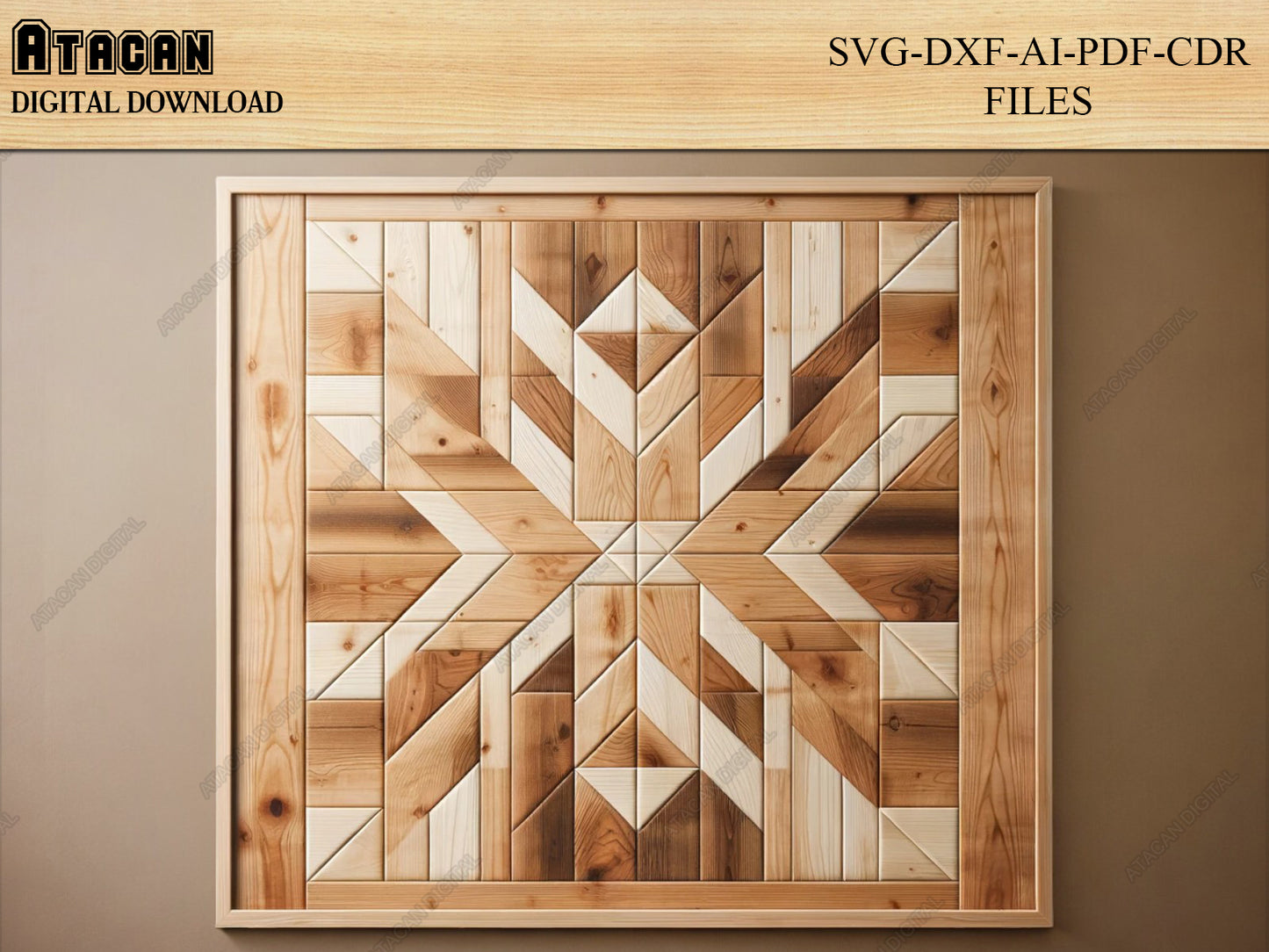 Signature Collection of Barn Quilt Patterns - Elegant Woodworking Laser Cut Files for Crafters 423