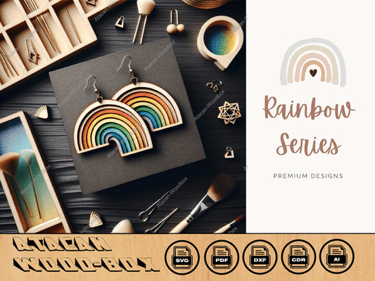 Vibrant Laser Cut Rainbow Earrings Files - Instant Download for Craft Lovers 412