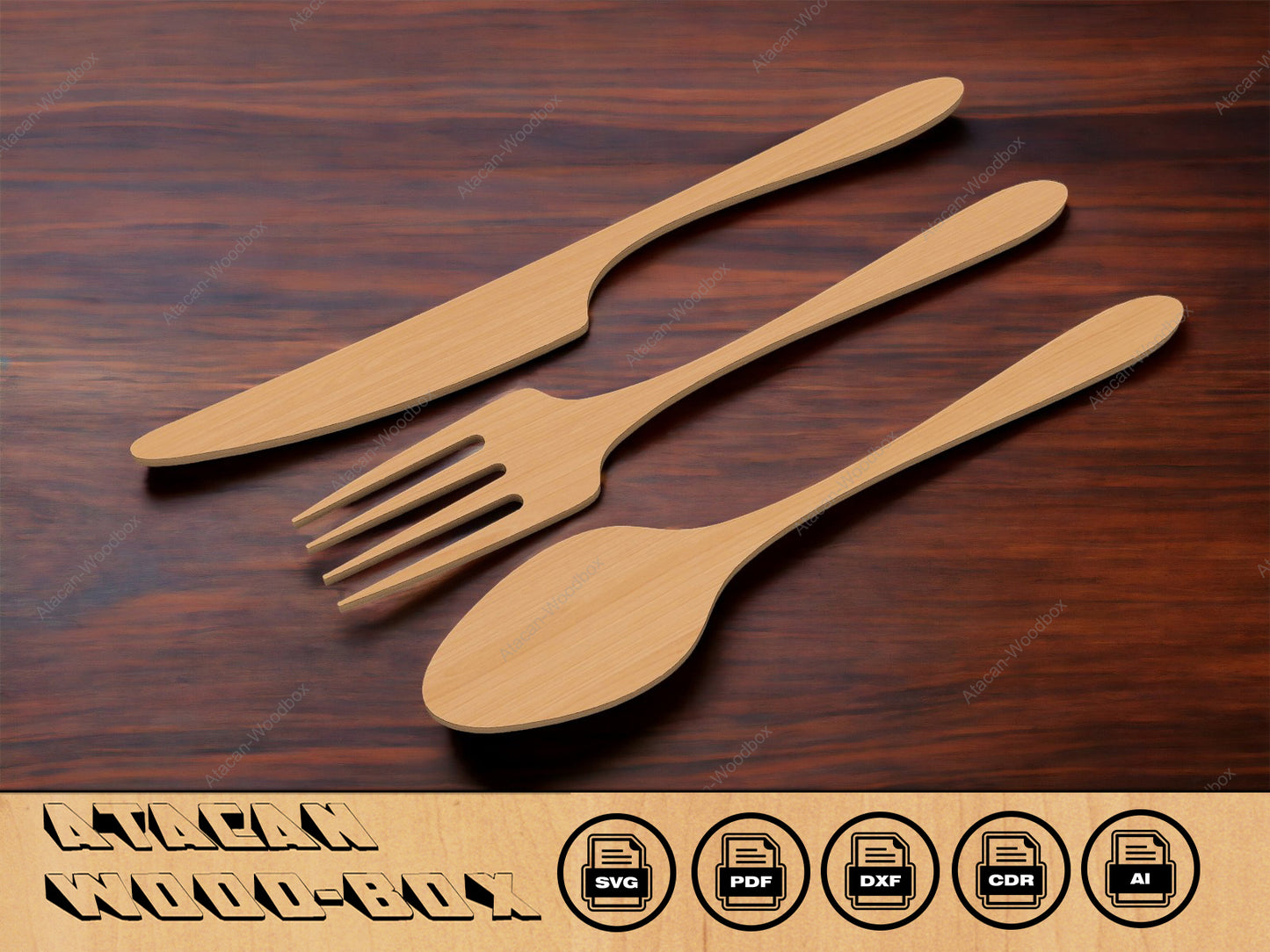 Flatware Fork Knife Spoon Laser cutting template / Laser SVG files / Glowforge Laser cut files 127