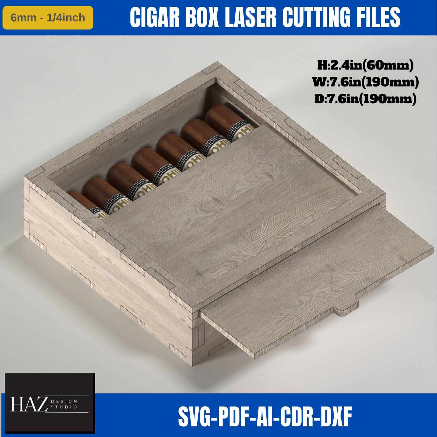 Premium Laser Cut Cigar Box Template - DIY Storage Solution for Woodworking 369