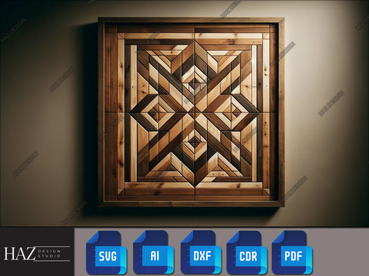 Digital Barn Quilt Patterns for Laser Cutting - DIY Wood Quilt Block Templates - Svg, Dxf, Pdf 202