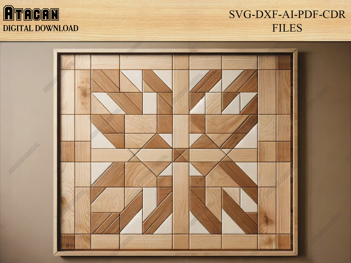 Signature Collection of Barn Quilt Patterns - Elegant Woodworking Laser Cut Files for Crafters 423