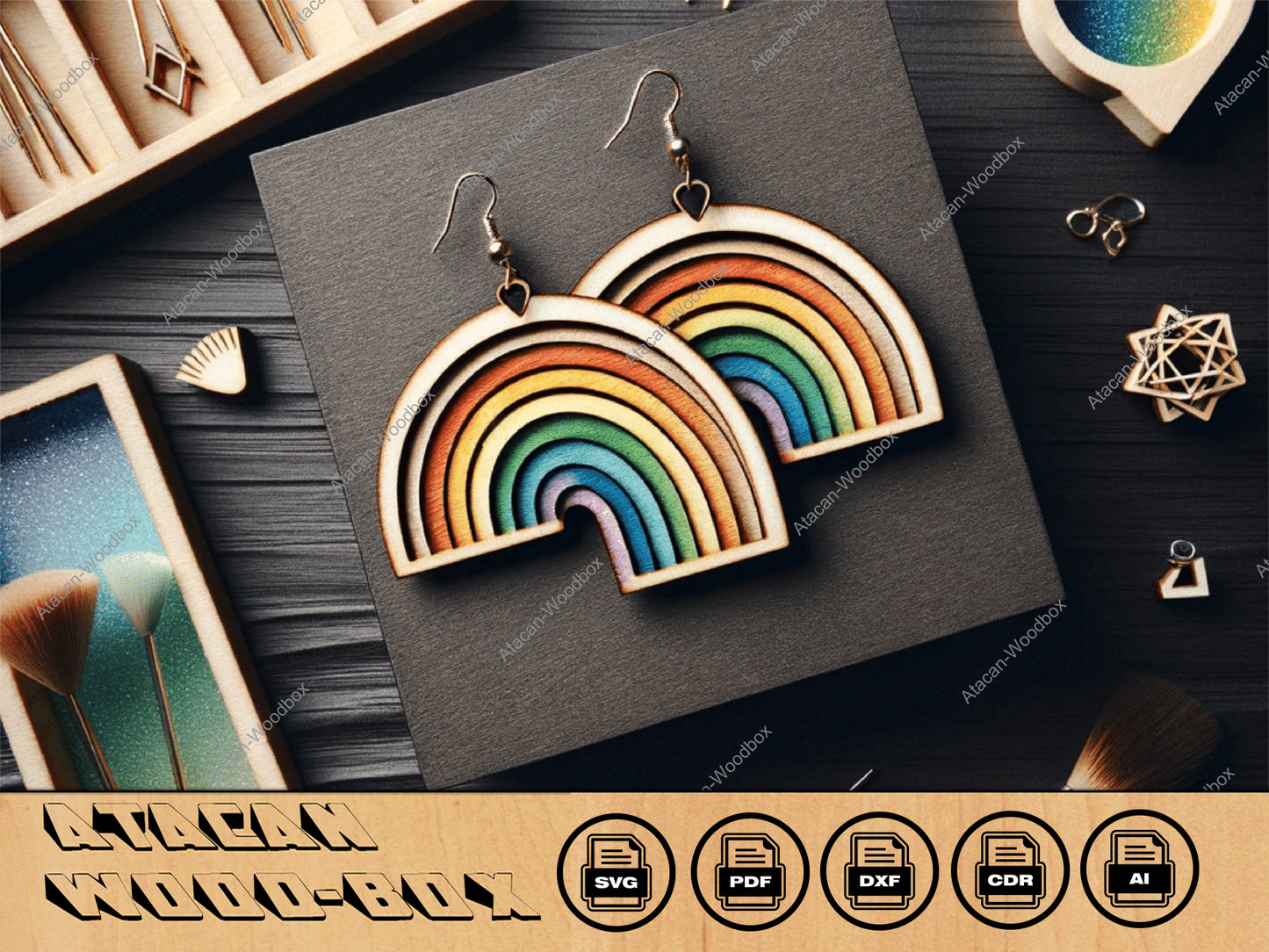 Vibrant Laser Cut Rainbow Earrings Files - Instant Download for Craft Lovers 412