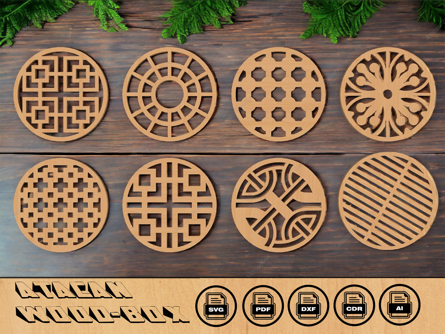 Round Abstract Laser Cut File/ SVG, Ai, CDR, PDF/Digital Download/Wall Art/Coasters 088