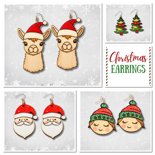 Festive Christmas Earring Templates | Perfect for Laser Cutting & DIY Holiday Jewelry 712