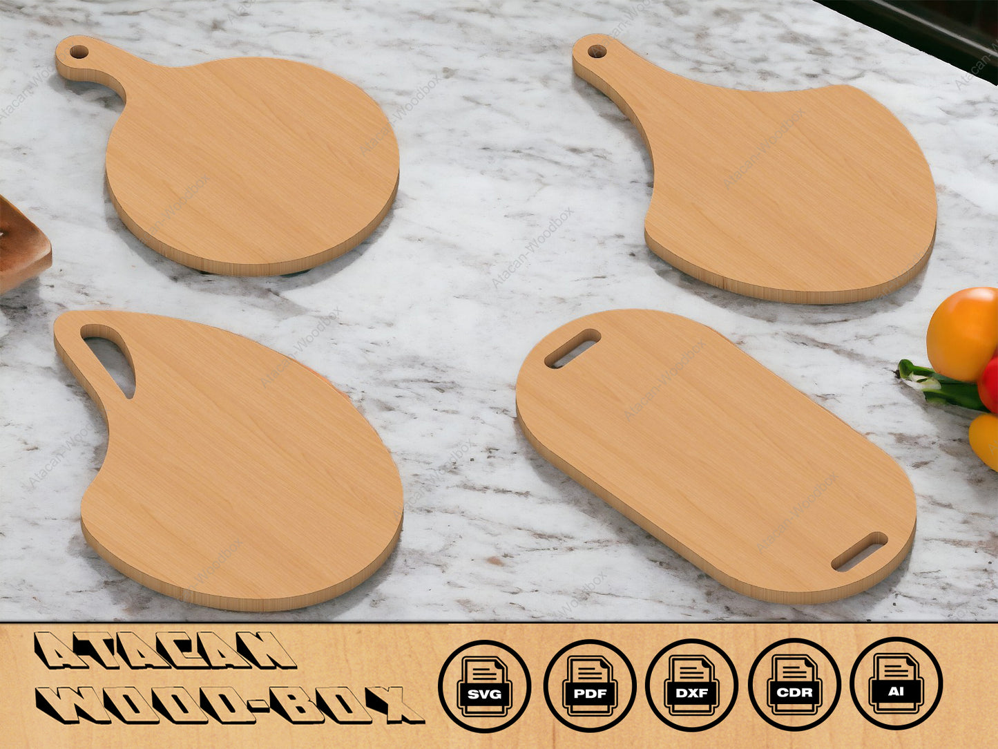 Kitchen Cutting Board Set / Laser Cutting SVG Files / Cnc, Glowforge, Cricut Digital files  184