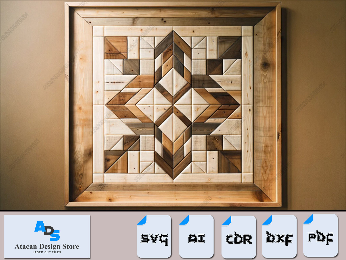 Rustic Charm Barn Quilt Patterns Bundle - Premium Svg, Dxf ,Pdf, Ai, Cdr Files for Laser Cutting 403