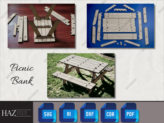 Compact Picnic Table Plans - Easy-to-Assemble Laser Cut Design Files 258