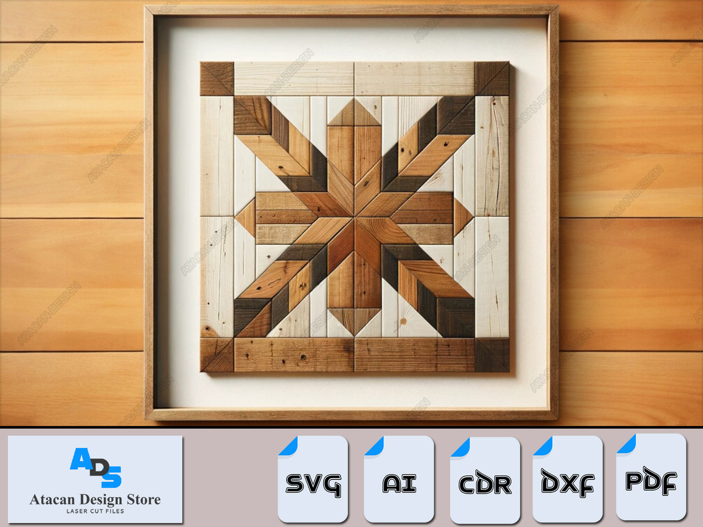 Heritage Woodwork Barn Quilt Pattern Collection - Multi-Format Quilt Block Laser Files 404