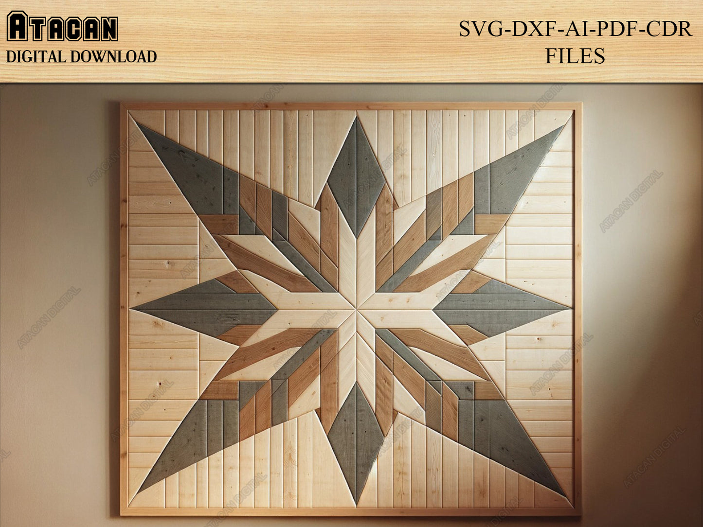 Signature Collection of Barn Quilt Patterns - Elegant Woodworking Laser Cut Files for Crafters 423