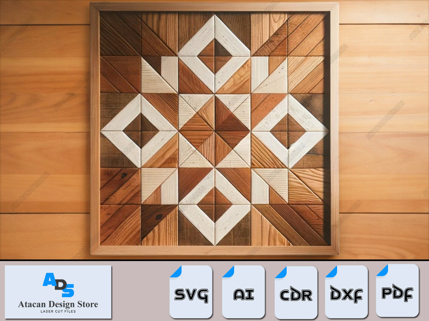 Heritage Woodwork Barn Quilt Pattern Collection - Multi-Format Quilt Block Laser Files 404