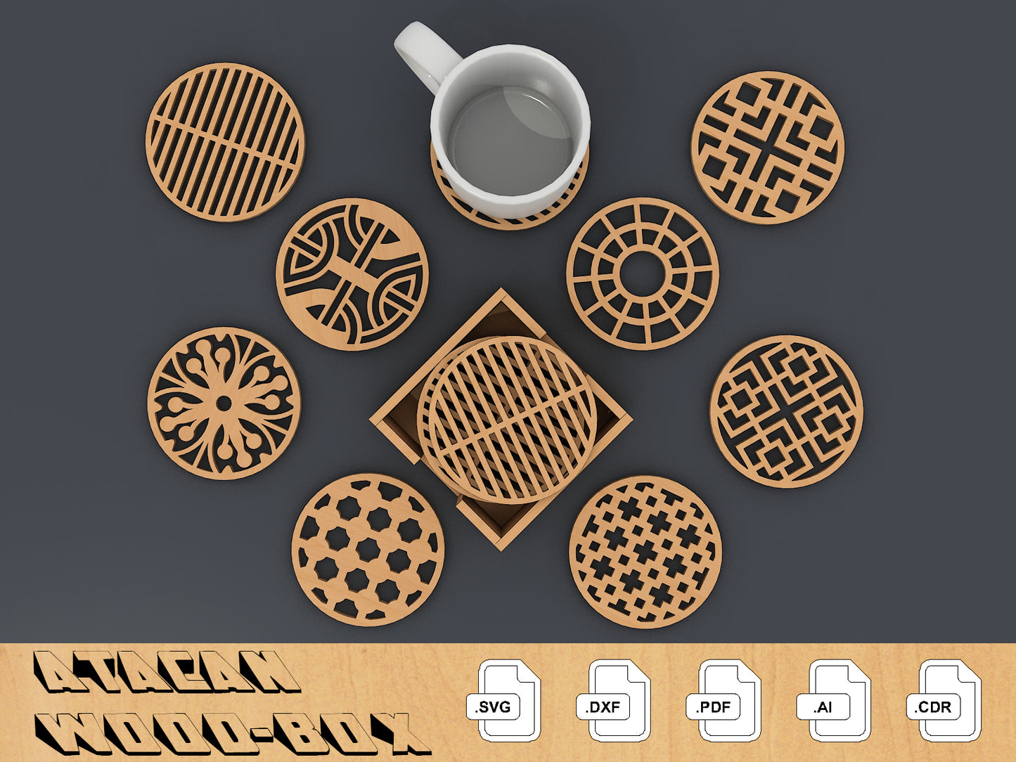 Round Abstract Laser Cut File/ SVG, Ai, CDR, PDF/Digital Download/Wall Art/Coasters 088