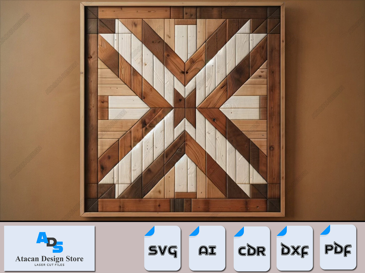 Rustic Charm Barn Quilt Patterns Bundle - Premium Svg, Dxf ,Pdf, Ai, Cdr Files for Laser Cutting 403