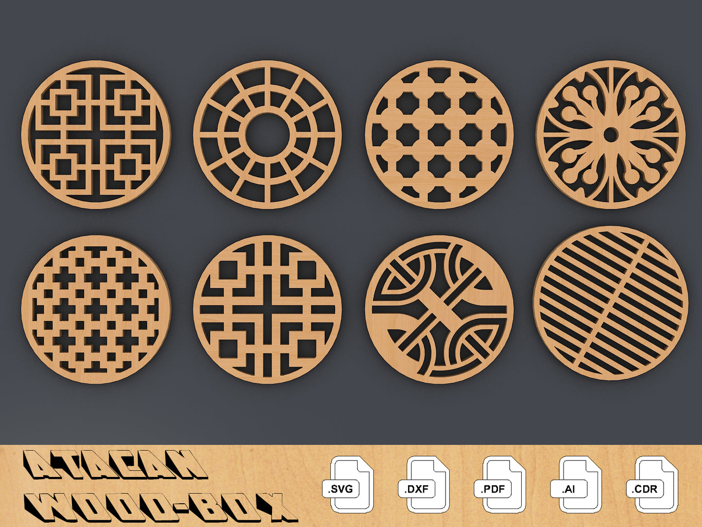 Round Abstract Laser Cut File/ SVG, Ai, CDR, PDF/Digital Download/Wall Art/Coasters 088