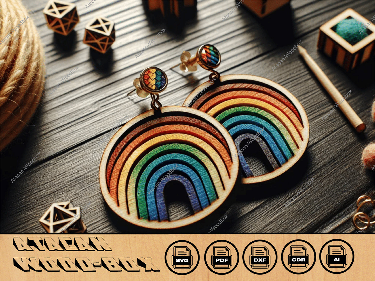 Rainbow Laser Earring Designs - Download Now for Craft & Jewelry Makers 414