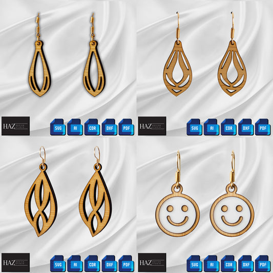 Elegant Wood Earring Bundle - Laser Cut Design Files for Craft Projects 336