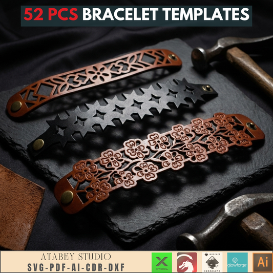 Laser Cut Bangle & Cuff SVG Pack, Creative Jewelry Making Templates, Files for Wood & Leather Crafters