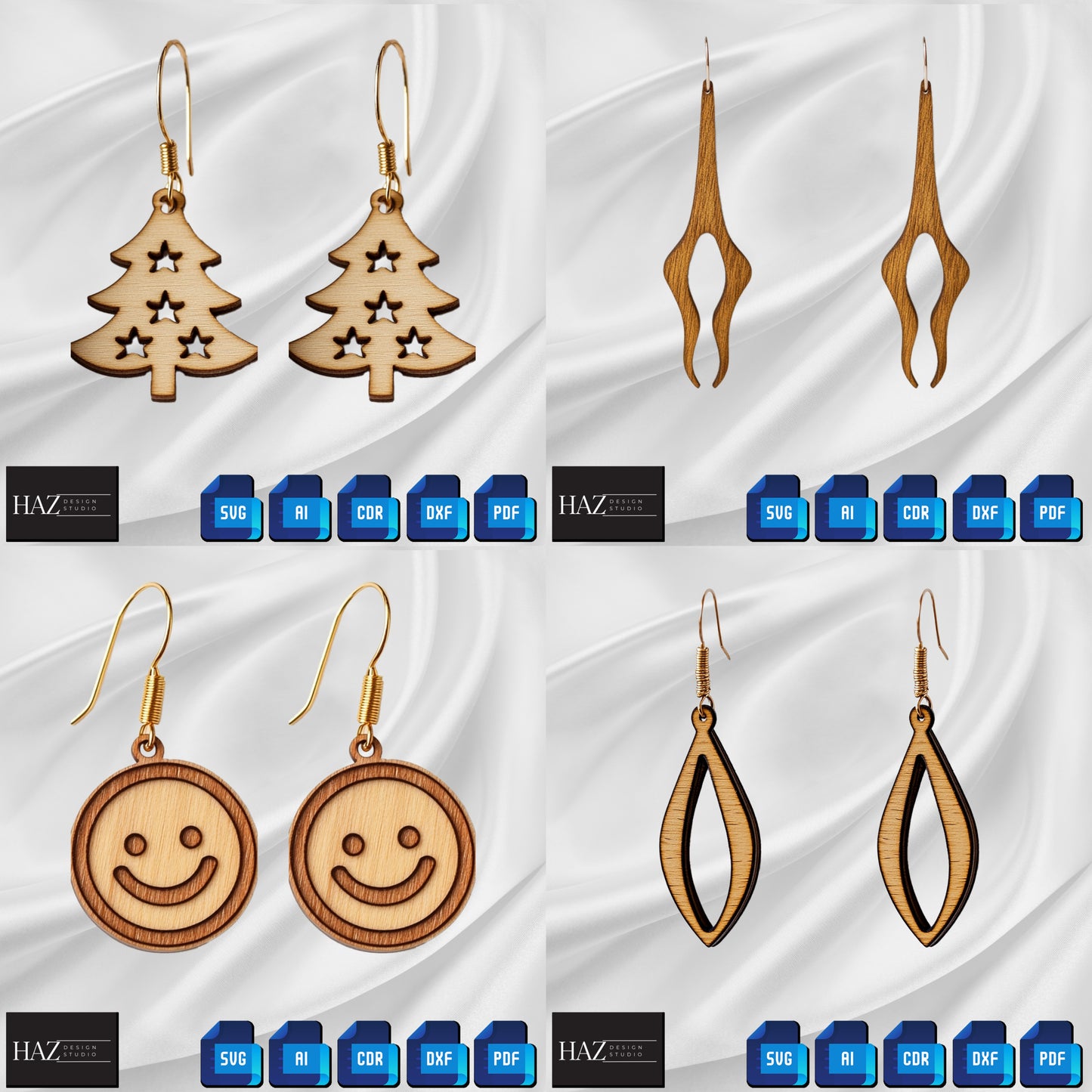 Unique Earring Template Set for Laser Cutting Machines and Jewelry Crafting 338