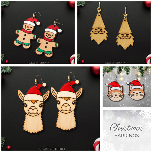 Cute Christmas Earrings Bundle – Beautiful Holiday Designs Ideal for Laser Cutting Projects 877